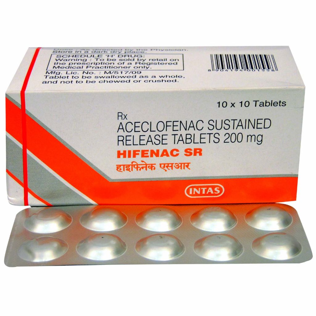 Aceclofenac & Paracetamol 200 mg HIFENAC SR Tablet 10's | Rocket Health